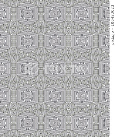 White and gray floral seamless pattern Background Traditional Arabic geometric ornament 106483023