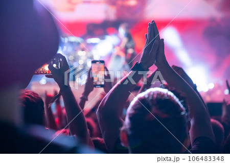 crowd at concert - summer music festival. crowd at concert - summer music festival. 106483348