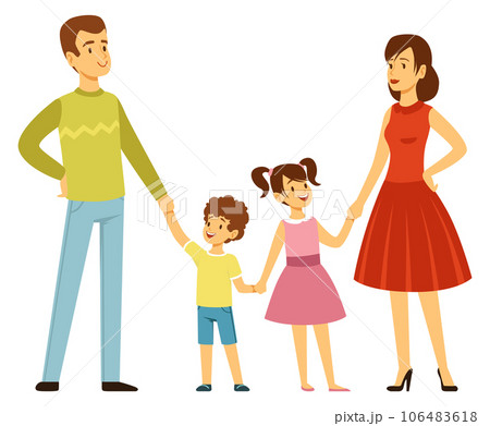 Happy parents and kids. Smiling pretty family portrait Happy parents and kids. Smiling pretty family portrait 106483618