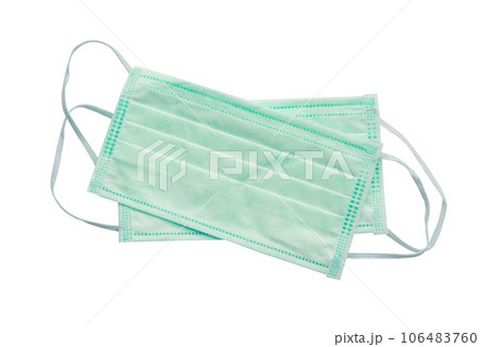 Medical mask isolated on white background Covid 19 protection. With clipping path Medical mask isolated on white background Covid 19 protection. With clipping path 106483760