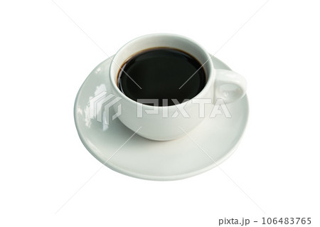 White cup of black coffee isolated on white with clipping path. White cup of black coffee isolated on white with clipping path. 106483765