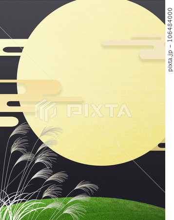 秋の夜空に輝く満月とお月見団子 106484000