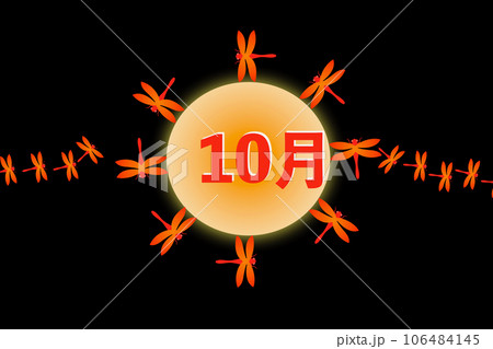 輪になって飛ぶ赤とんぼ 106484145