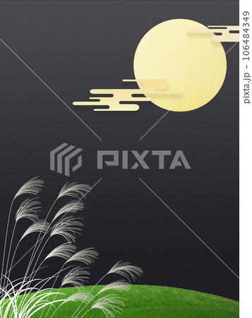 秋の夜空に輝く満月とお月見団子 秋の夜空に輝く満月とお月見団子 106484349