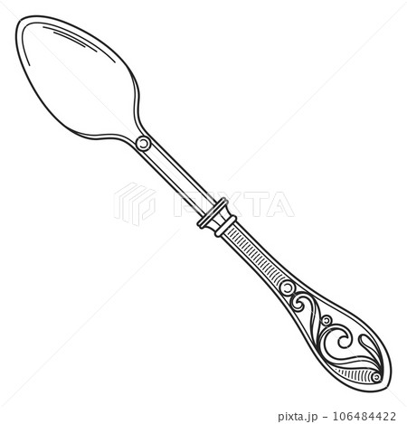 Vintage spoon drawing. Old silverware. Retro cutlery 106484422