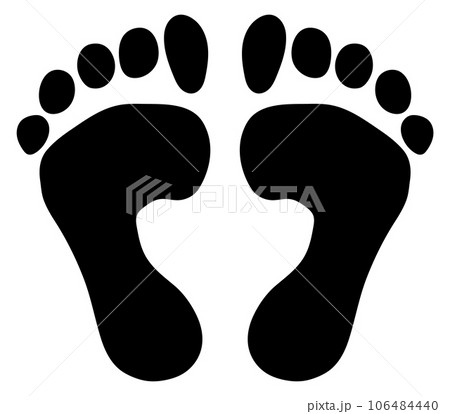 Human black footprint. Bare foot step pair 106484440
