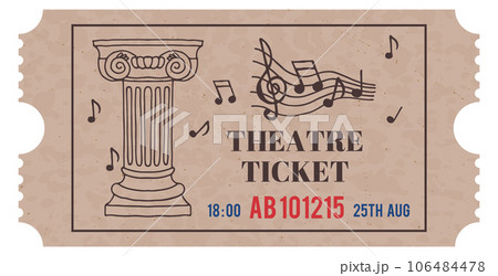 Retro theatre ticket template. Vintage event pass Retro theatre ticket template. Vintage event pass 106484478