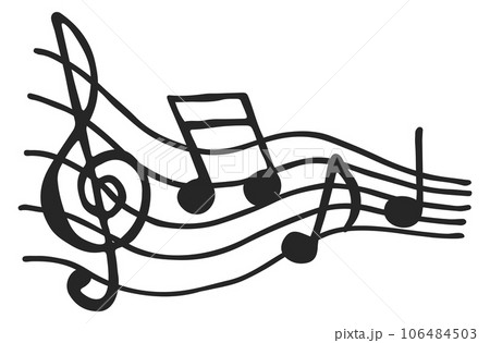 Music icon. Melody doodle. Note on stave symbol Music icon. Melody doodle. Note on stave symbol 106484503