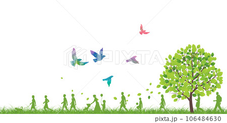 新緑の中、飛び立つ鳥 新緑の中、飛び立つ鳥 106484630