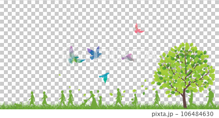 新緑の中、飛び立つ鳥 新緑の中、飛び立つ鳥 106484630