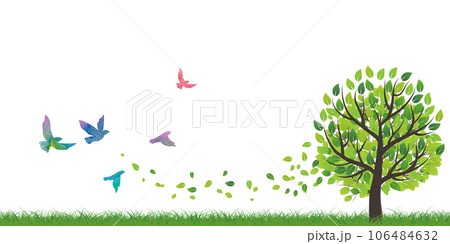 新緑の中、飛び立つ鳥 新緑の中、飛び立つ鳥 106484632