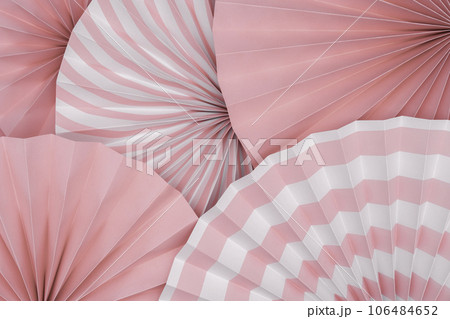 Folded round pink and white paper fan background. Folded round pink and white paper fan background. 106484652