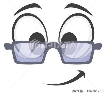 Eyeglasses face emoji. Smart clever comic character Eyeglasses face emoji. Smart clever comic character 106484730