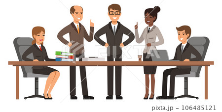 Diverse business team sit at conference table together 106485121