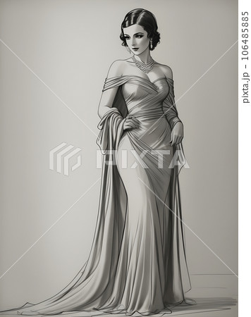 女性のスケッチ「AI生成画像」 106485885