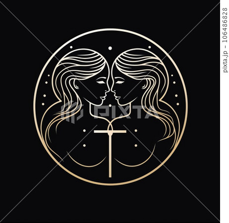 Zodiac signs esoteric astrological illustration 106486828