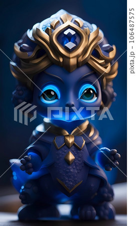 Blue sapphire 3d cartoon character illustration  106487575