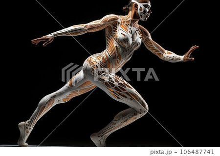 a woman's body in the shape of a human figure, with muscles visible on her chest and arms a woman's body in the shape of a human figure, with muscles visible on her chest and arms 106487741