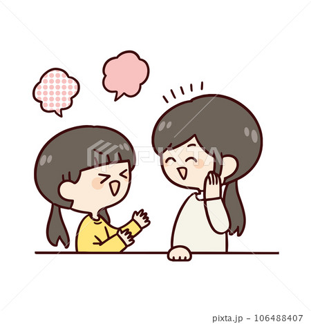 楽しく会話をする親子 106488407