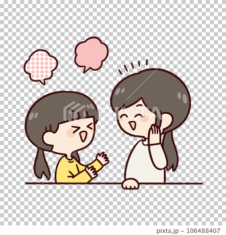 楽しく会話をする親子 106488407