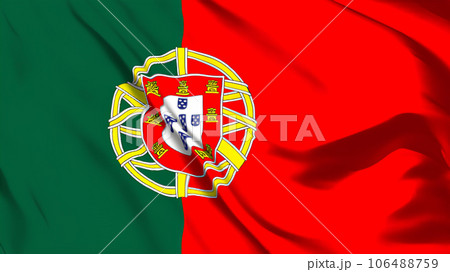 ポルトガルの国旗がはためいています。 106488759