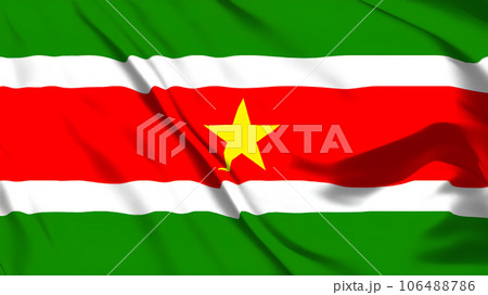 スリナムの国旗がはためいています。のイラスト素材 [106488786] PIXTA