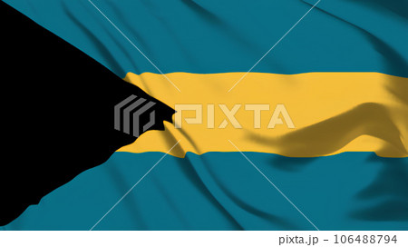 バハマの国旗がはためいています。 106488794