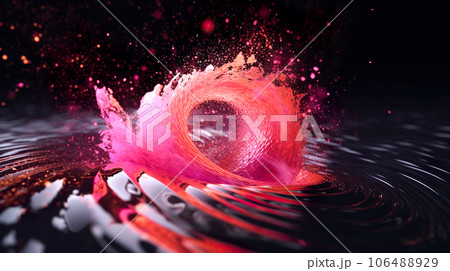 ショッキングピンクのしぶきをあげる渦「AI生成画像」 106488929