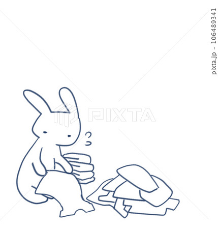 洗濯物をたたむウサギのイラスト② 106489341