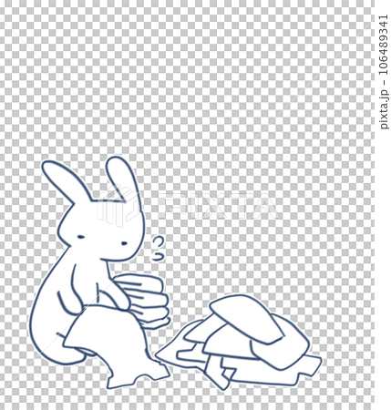 洗濯物をたたむウサギのイラスト② 106489341