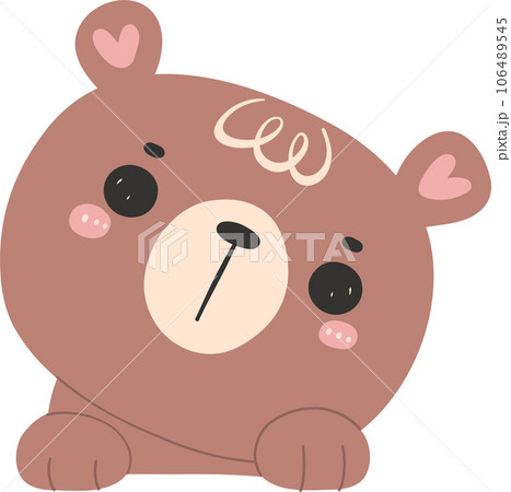 Cute brown bear face with hands, kawaii animal woodland cartoon doodle flat design. 106489545