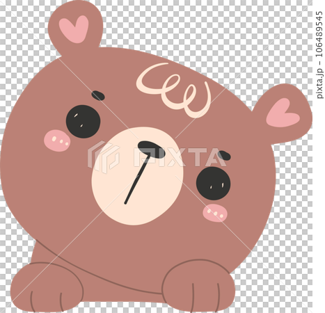 Cute brown bear face with hands, kawaii animal woodland cartoon doodle flat design. 106489545
