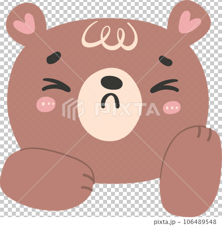 Cute brown bear face with hands, kawaii animal woodland cartoon doodle flat design. 106489548