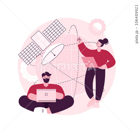Global web connection abstract concept vector illustration. Global network communication, satellite connection system, internet, GPS technology, social media, fast data transfer abstract metaphor. 106489921