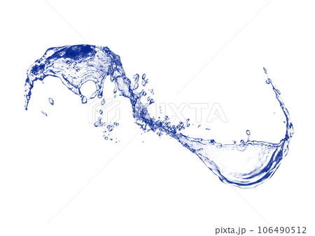 抽象的な青い波と水しぶき 106490512