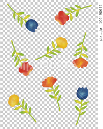 柔和風格的彩色花卉插畫圖案 106490652