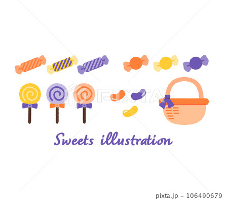シンプルなハロウィン・お菓子のイラスト素材セット シンプルなハロウィン・お菓子のイラスト素材セット 106490679