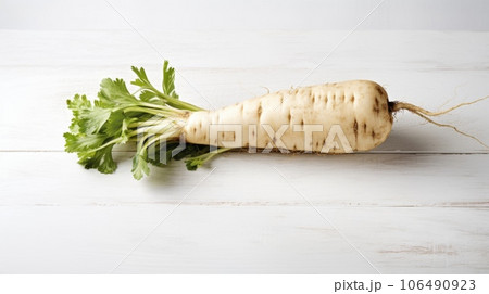 Fresh Organic Parsnip Vegetable Photorealistic Horizontal Background. Healthy Vegetarian Diet. Ai Generated Backdrop with Copyspace. Juicy Parsnip Vegetable. 106490923