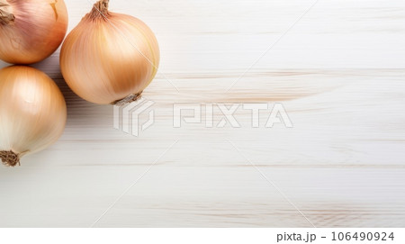 Fresh Organic Onion Vegetable Photorealistic Horizontal Background. Healthy Vegetarian Diet. Ai Generated Backdrop with Copyspace. Juicy Onion Vegetable. 106490924