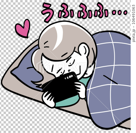 A woman working hard in a futon 106491063