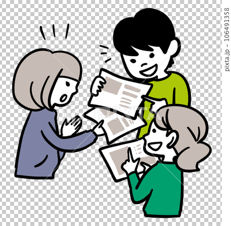 Internal study session while looking at materials brought home from training 106491358