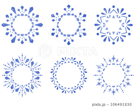 雪の結晶がキラキラ綺麗な冬のフレーム背景イラストセット 106491830