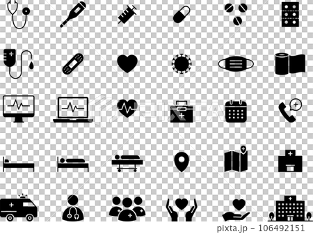 silhouette medical icon set 106492151