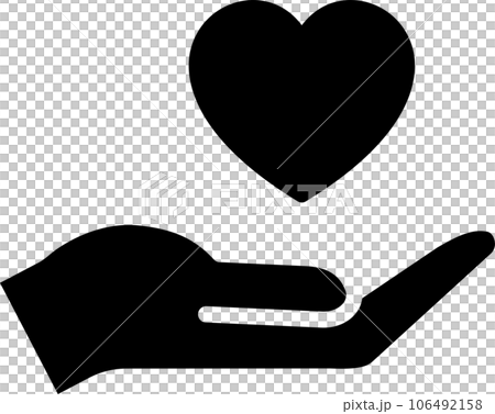ハートを持つ手のシルエットアイコンのイラスト素材 [106492158] - PIXTA
