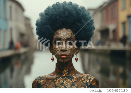 ペイントされた顔,Generative AI AI画像 106492189