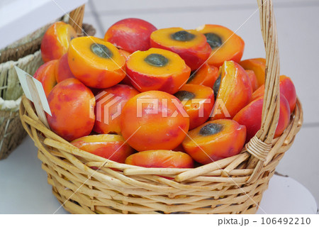 fruit shape colorful natural soap bar in a bowl  106492210