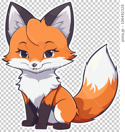 エンブレムイラスト_おすわり_きつね⑤のイラスト素材 [106492328] - PIXTA