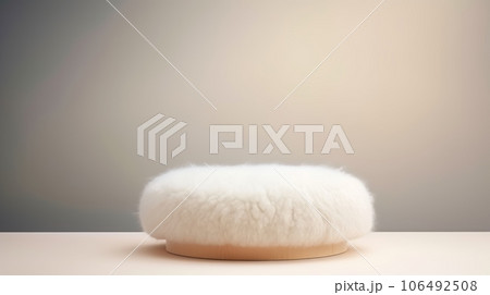Wool Abstract Minimalistic Product Podium. The Scene for Product Presentation. 3D Room with Geometric Platform Stage Pedestal. Ai Generated Podium Mockup for a Product advertisement. 106492508