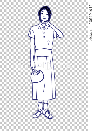 うちわを持った女性 106494056