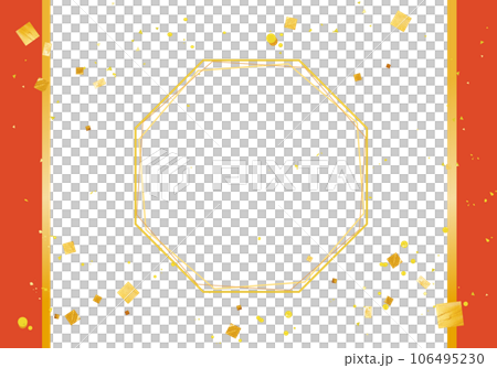 八角形和金箔日式背景材料框架框架 八角形和金箔日式背景材料框架框架 106495230